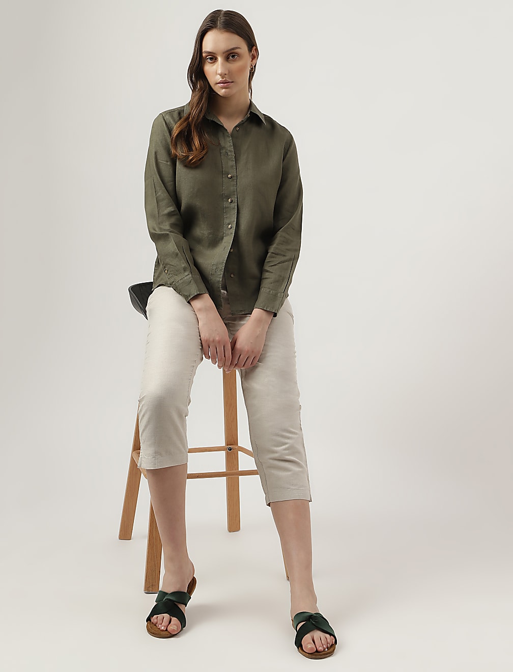 Pure Linen Spread Collar Shirt