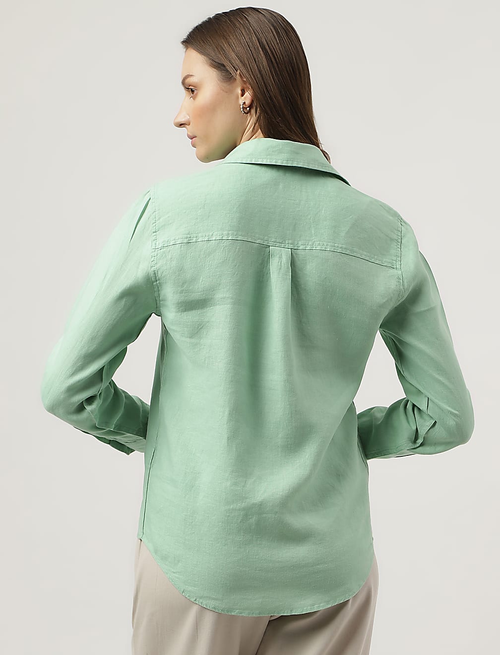 Pure Linen Spread Collar Shirt