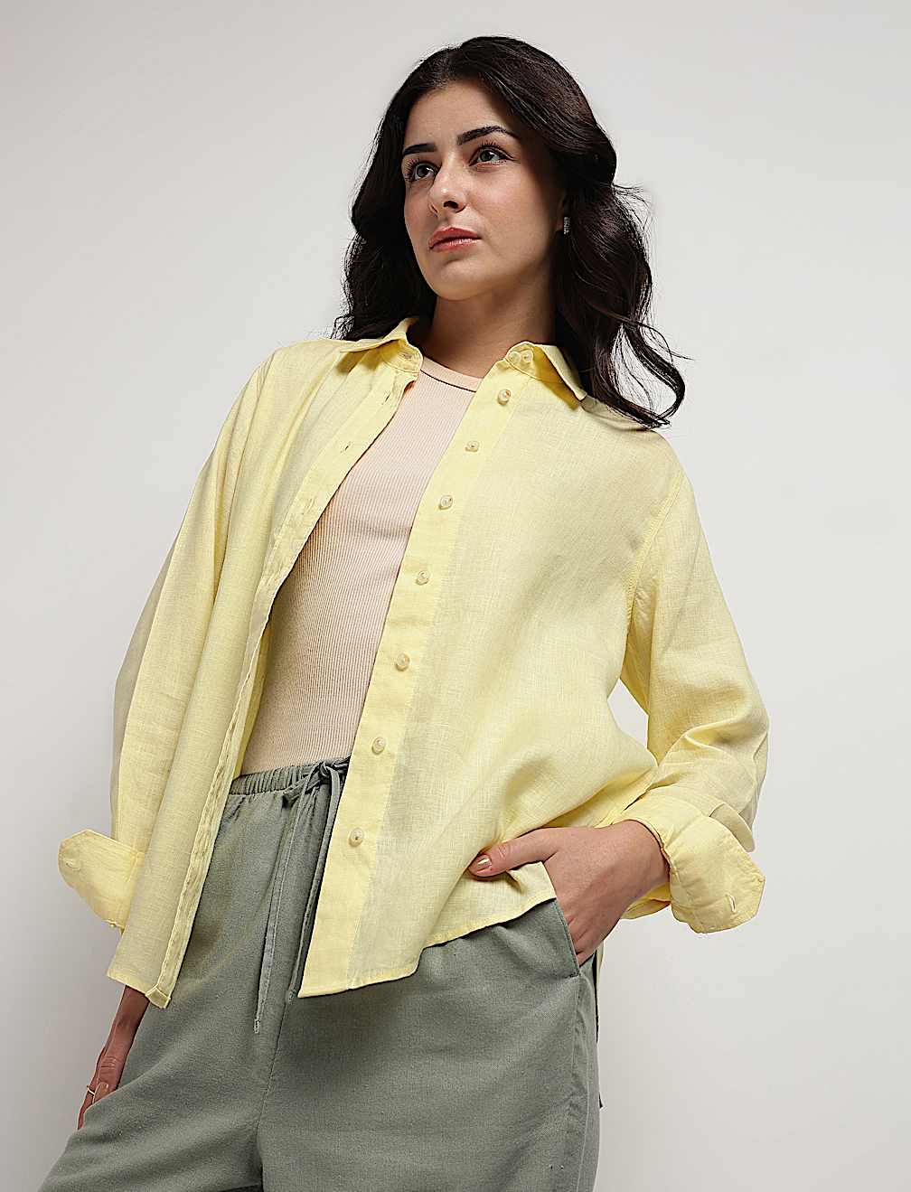 Pure Linen Spread Collar Shirt