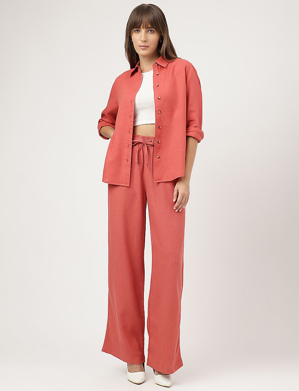 Pure Linen Spread Collar Shirt
