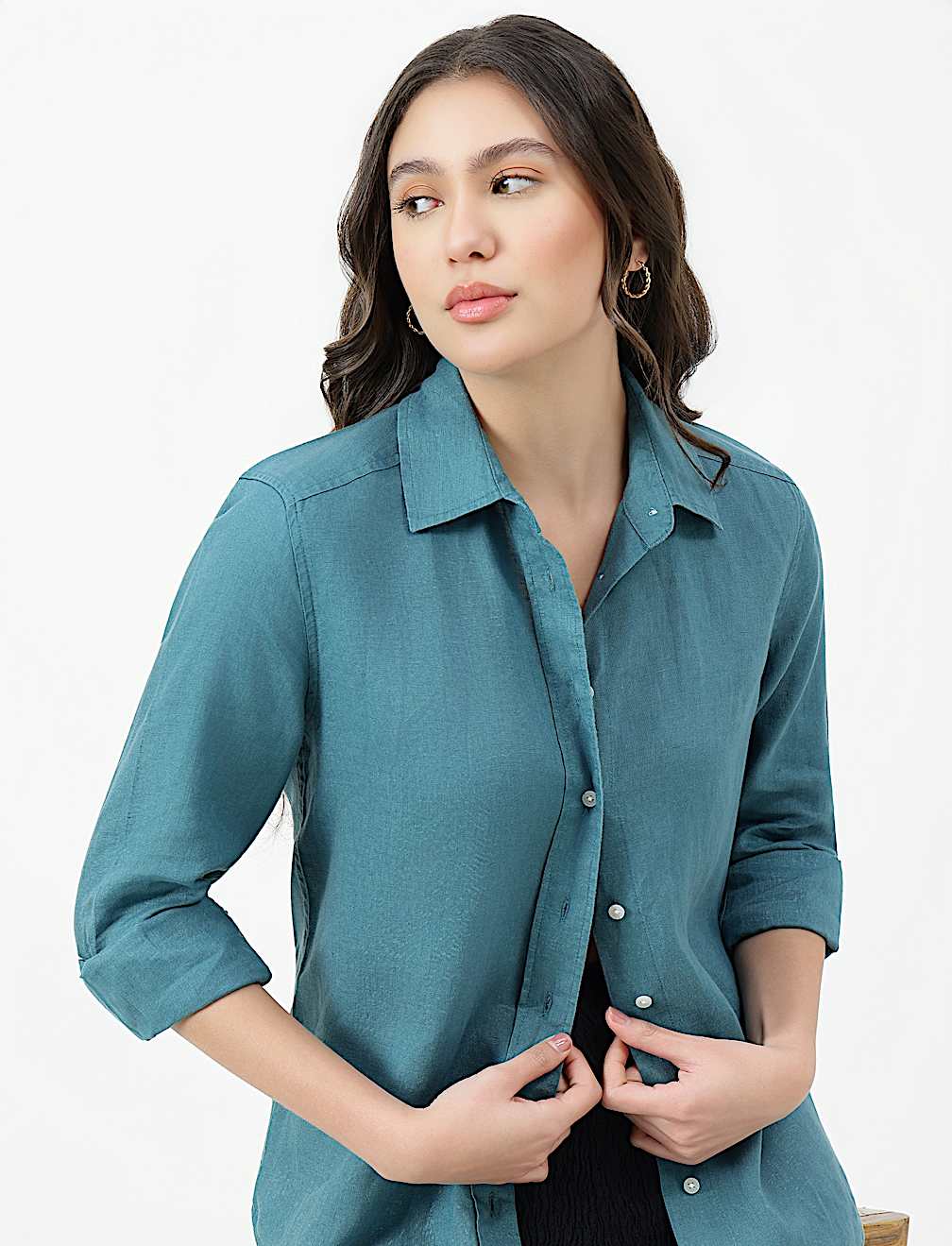 Pure Linen Spread Collar Shirt