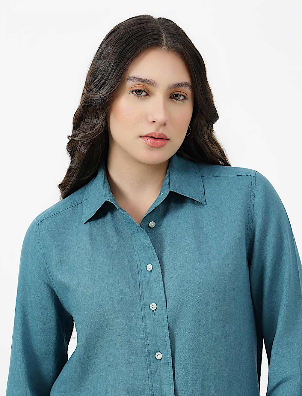 Pure Linen Spread Collar Shirt