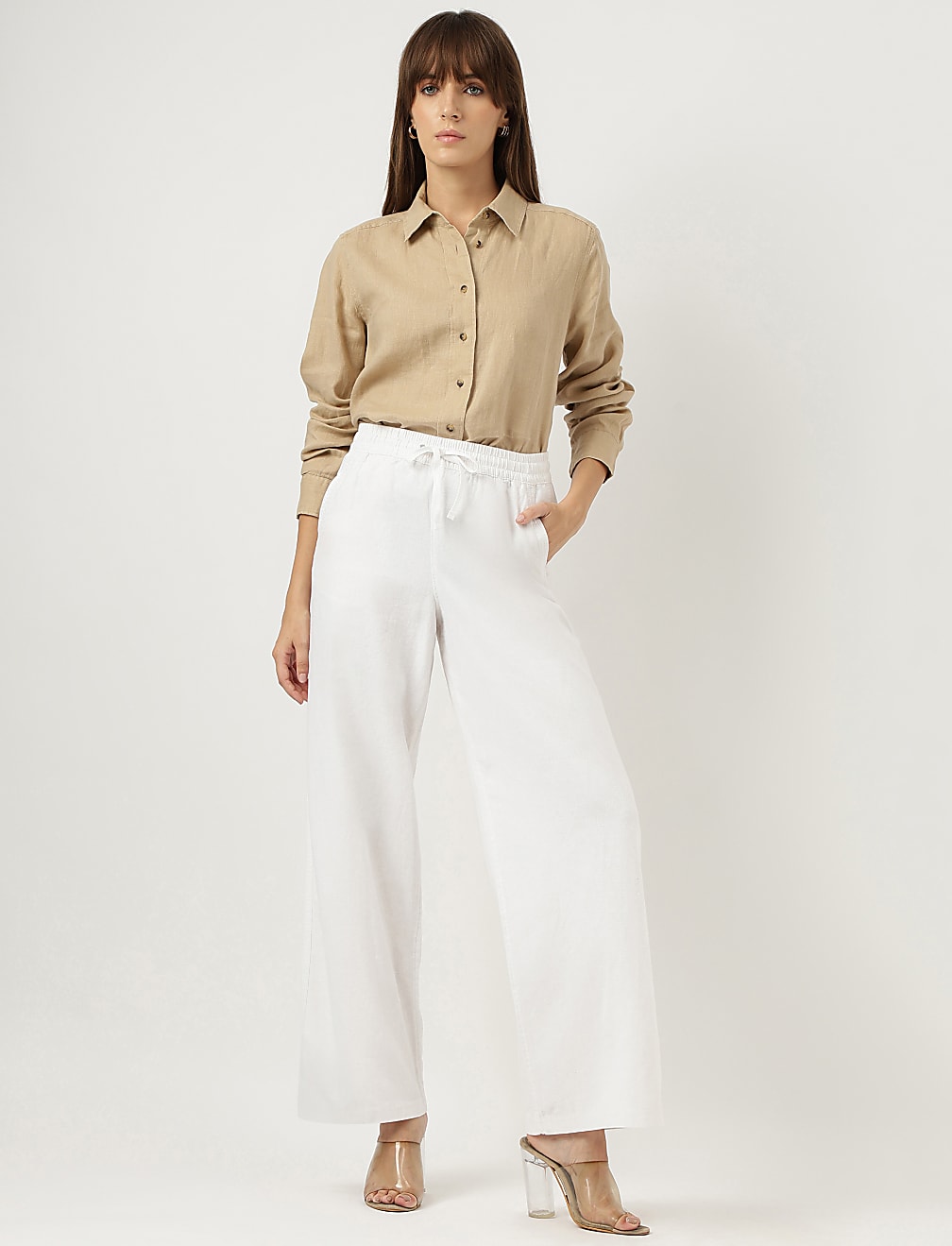 Pure Linen Spread Collar Shirt