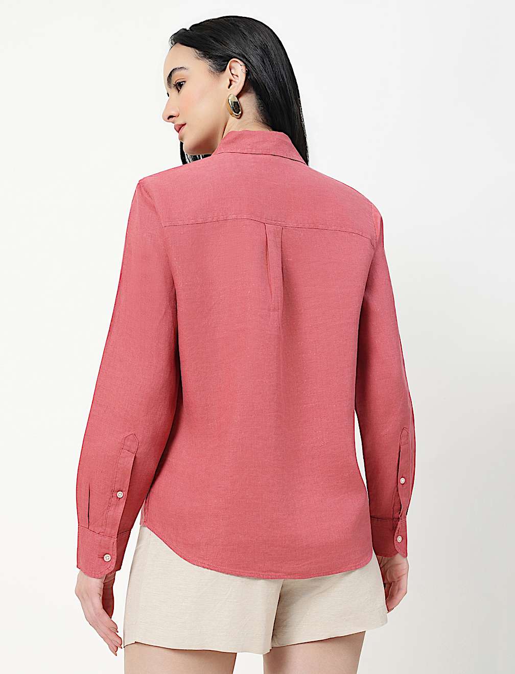 Pure Linen Spread Collar Shirt