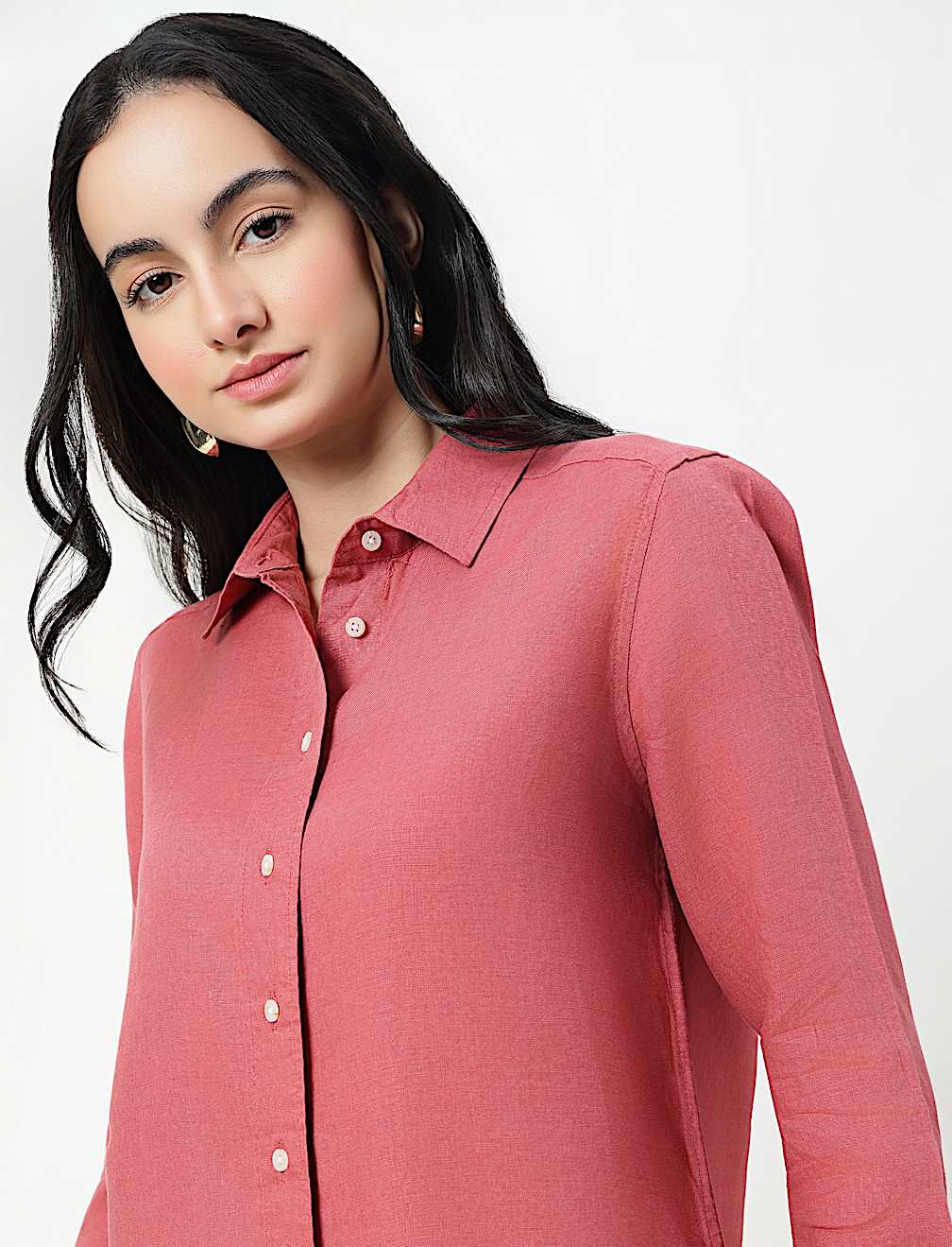 Pure Linen Spread Collar Shirt