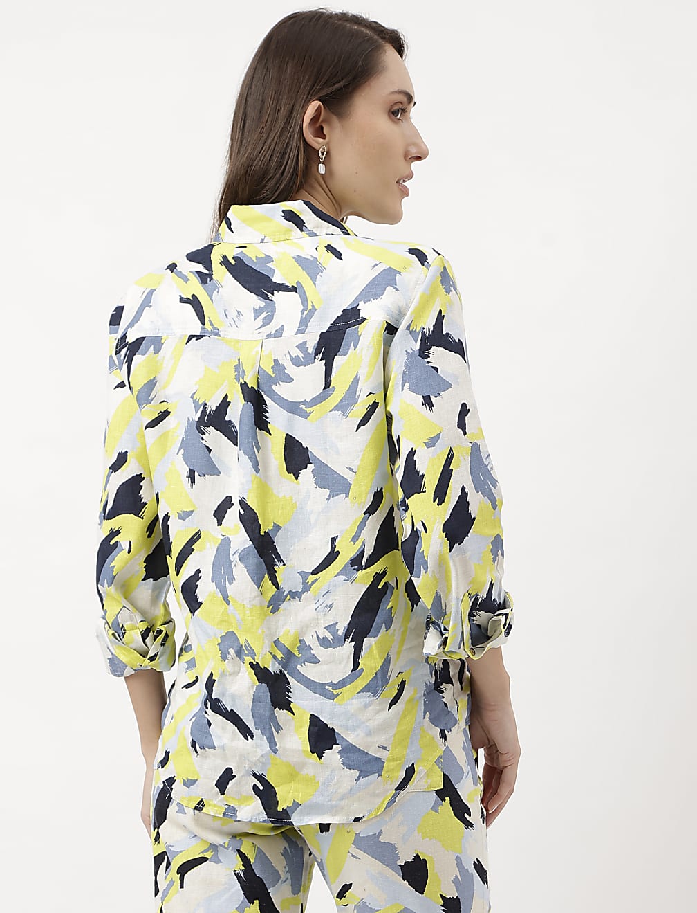 Pure Linen Abstract Print Full Sleeve Shirt