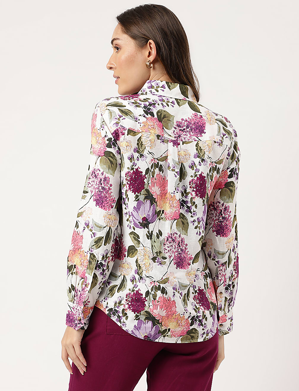 Linen Floral Printed Regular Fit Shirt