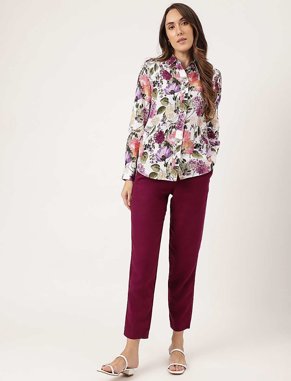Linen Floral Printed Regular Fit Shirt