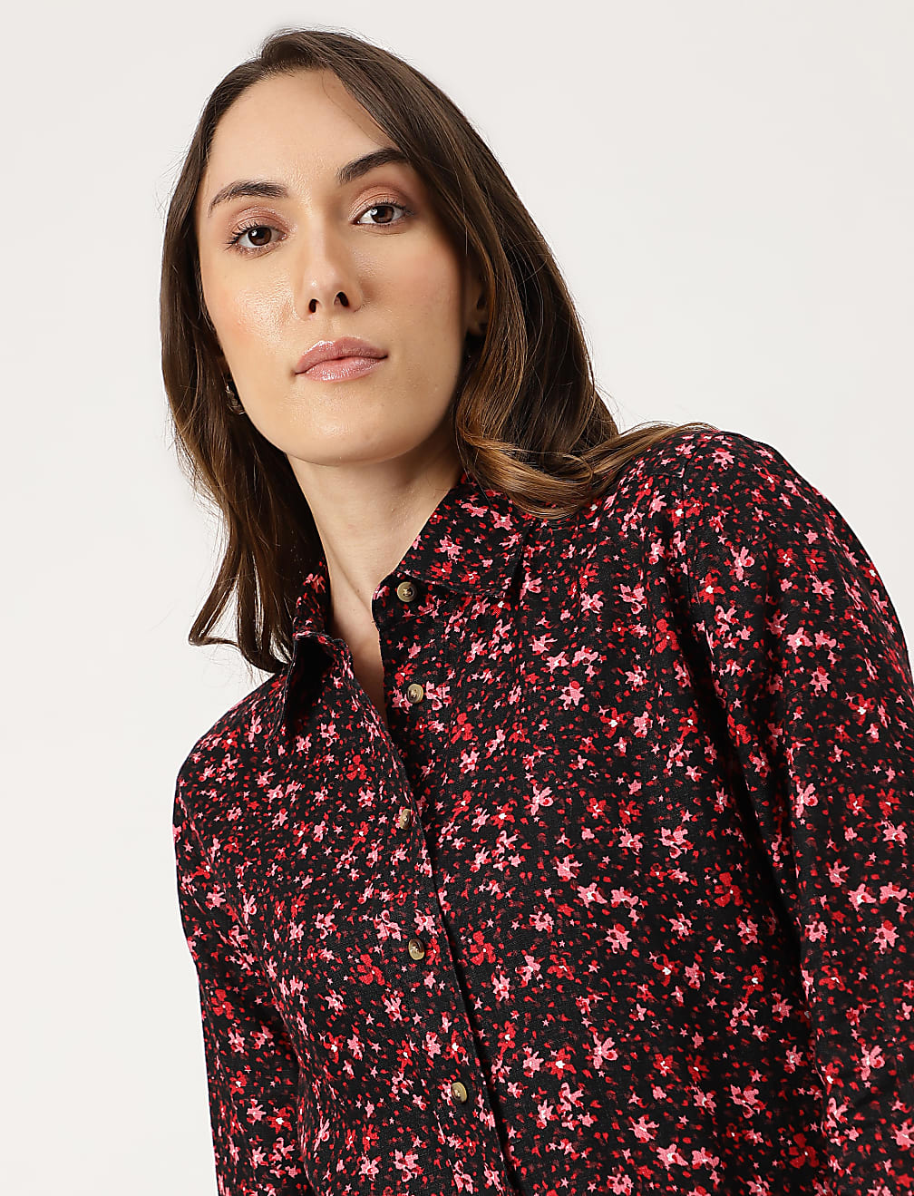 Linen Floral Printed Regular Fit Shirt