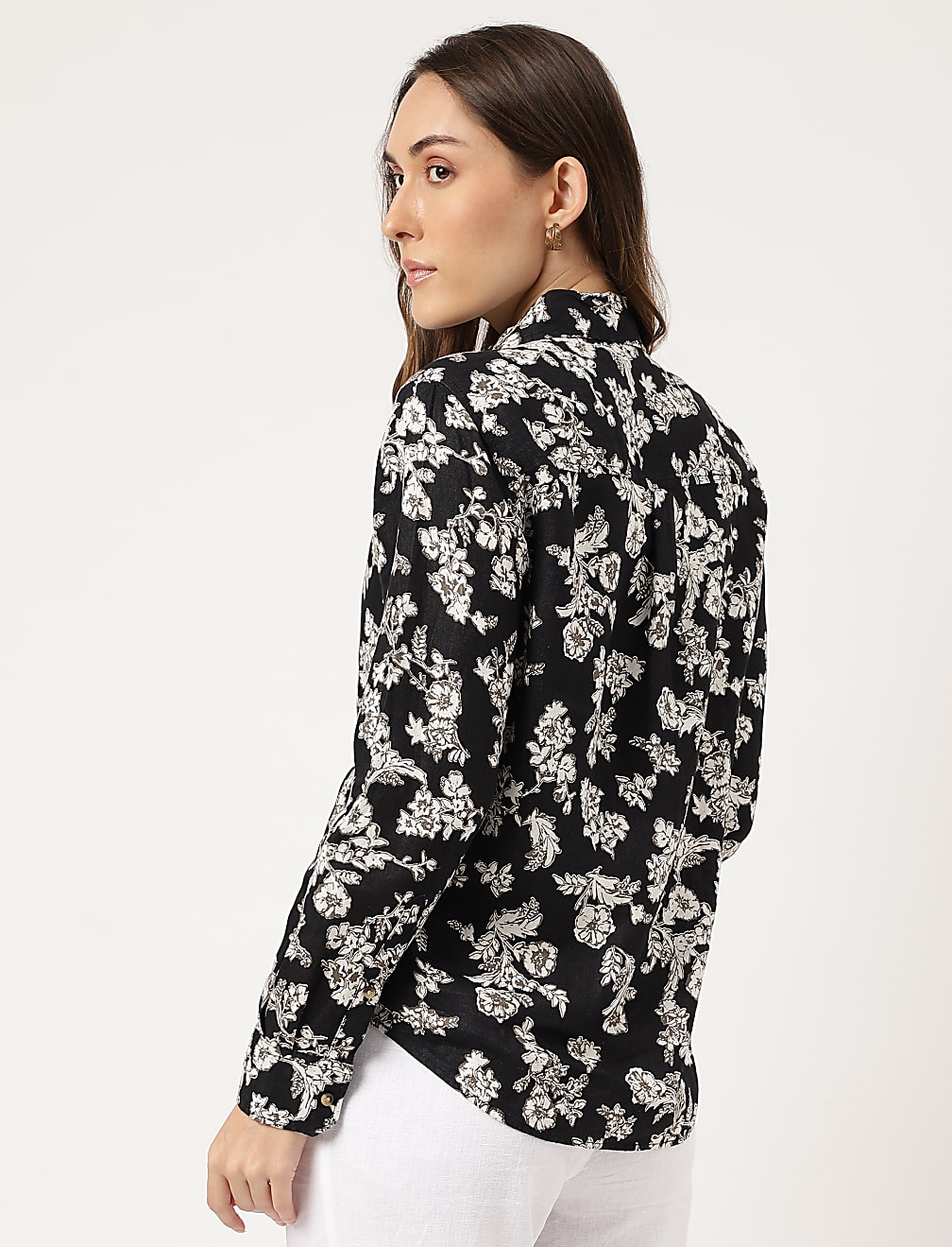 Linen Floral Printed Regular Fit Shirt