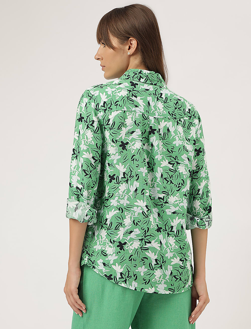 Pure Linen Floral Printed Shirt
