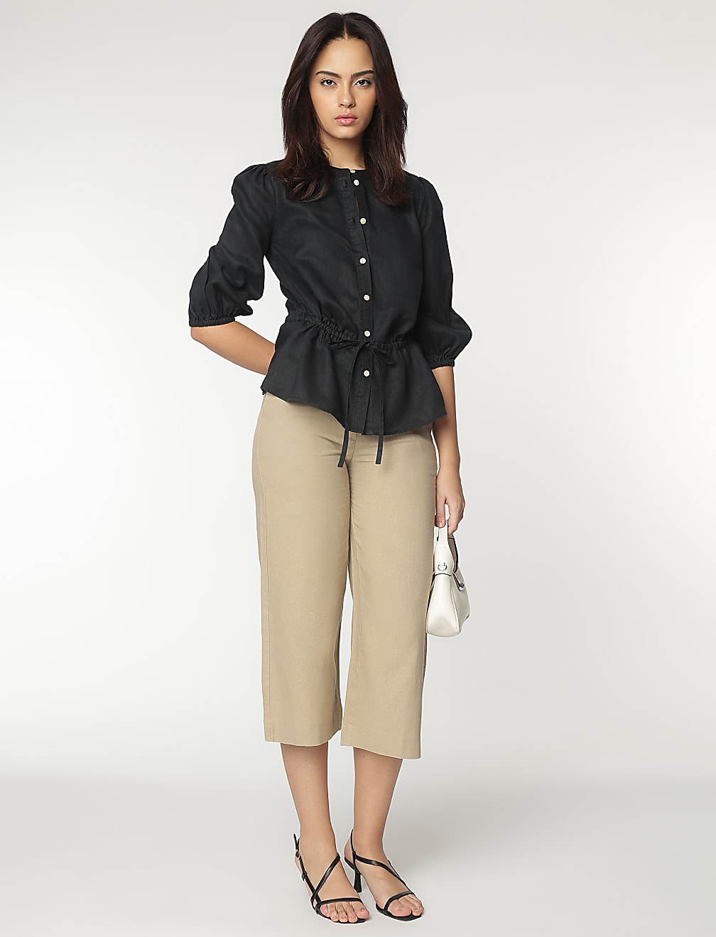Pure Linen Mandarin Collar Blouse