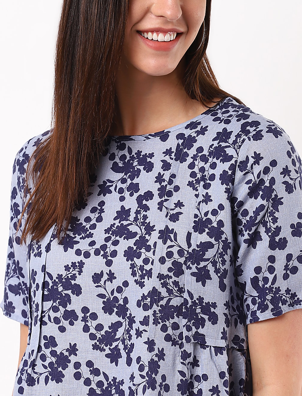 Linen Mix Pleat Top