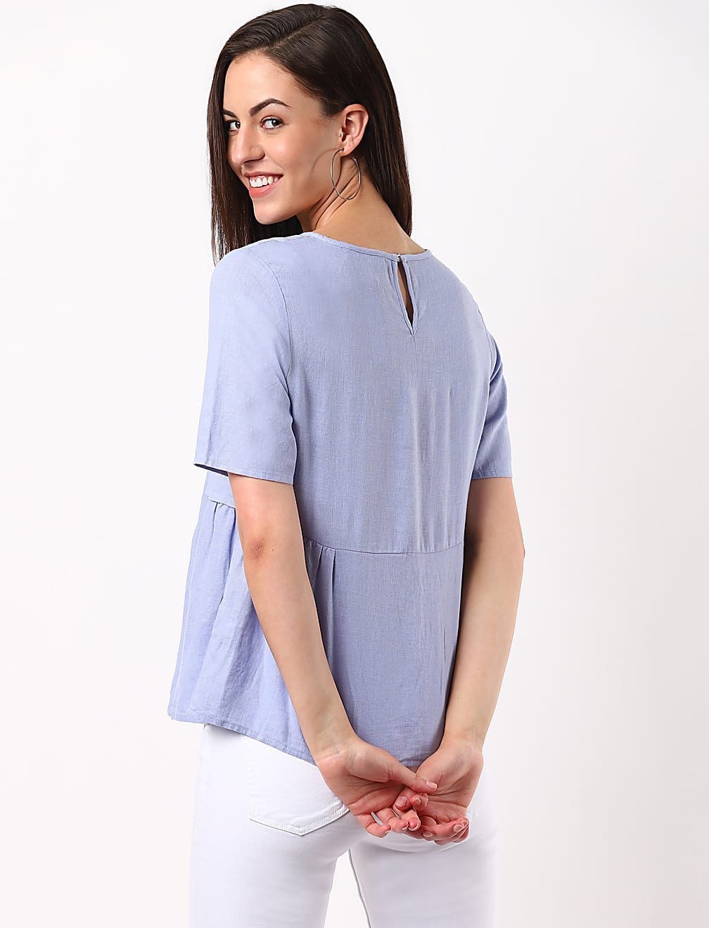 Linen Mix Pleat Top
