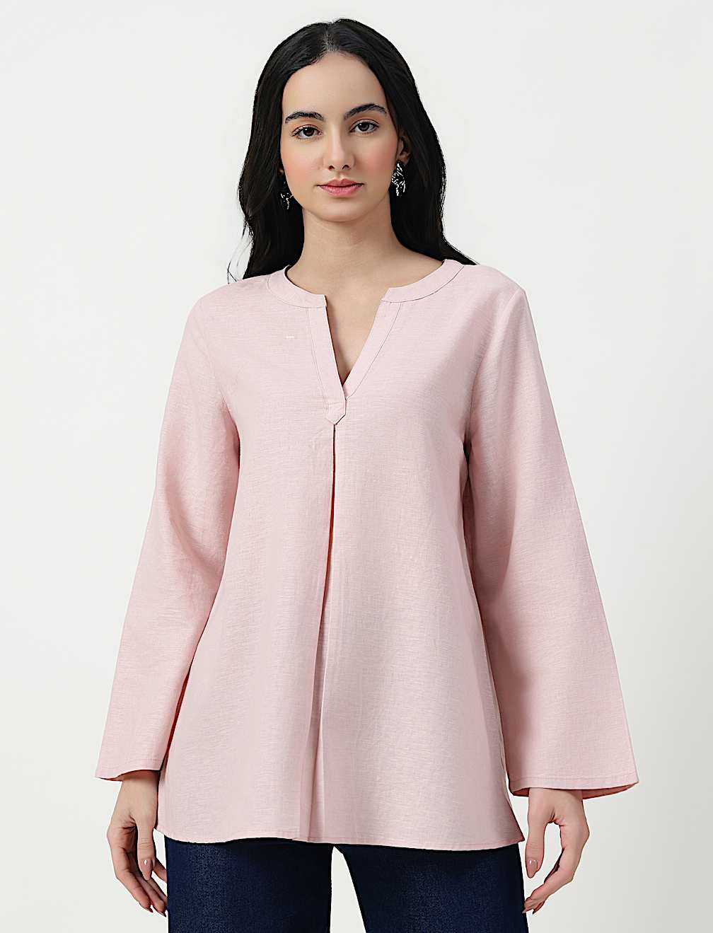 TURN UP SLEEVE LINEN TUNIC