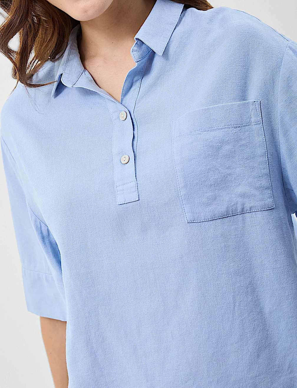 Linen Rich Cropped Shirt
