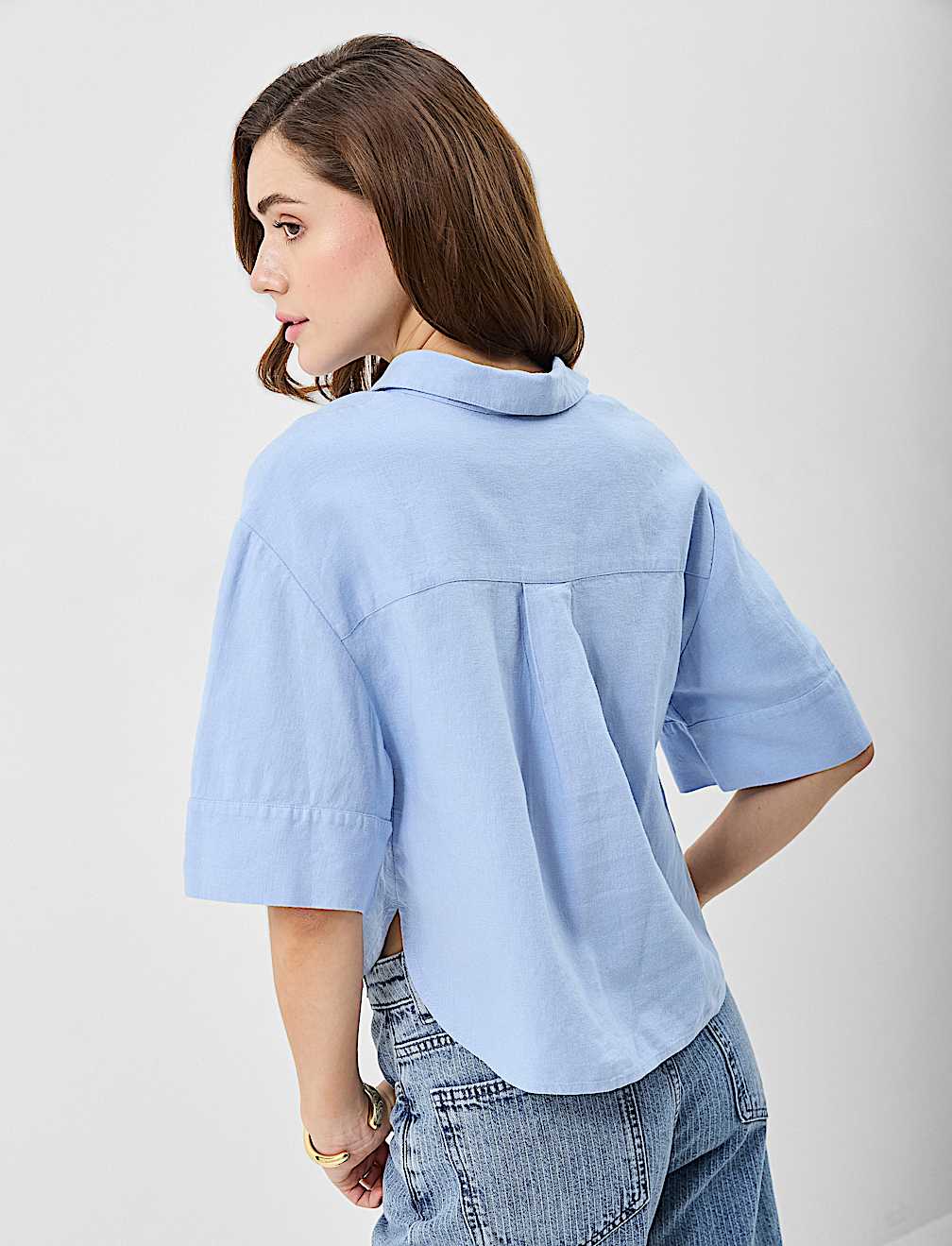 Linen Rich Cropped Shirt