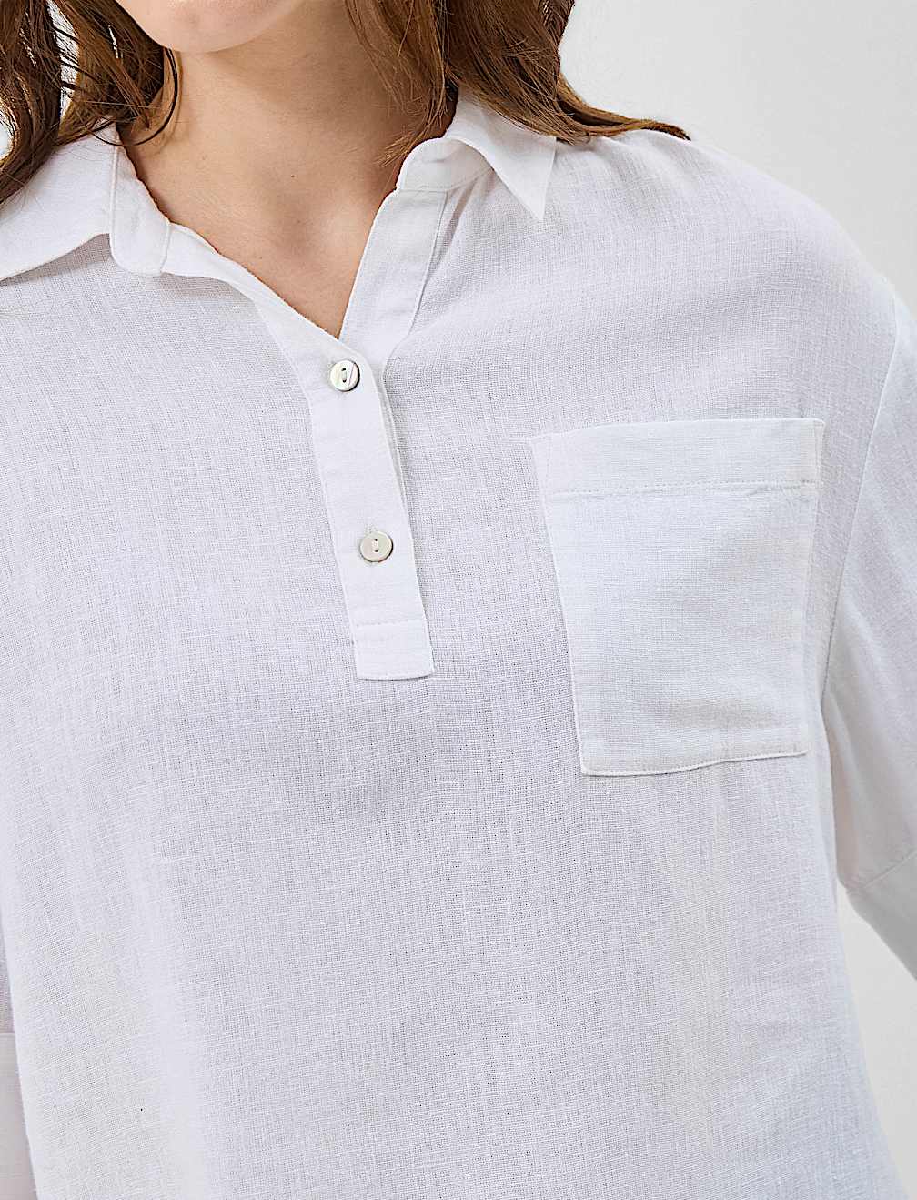 Linen Rich Cropped Shirt