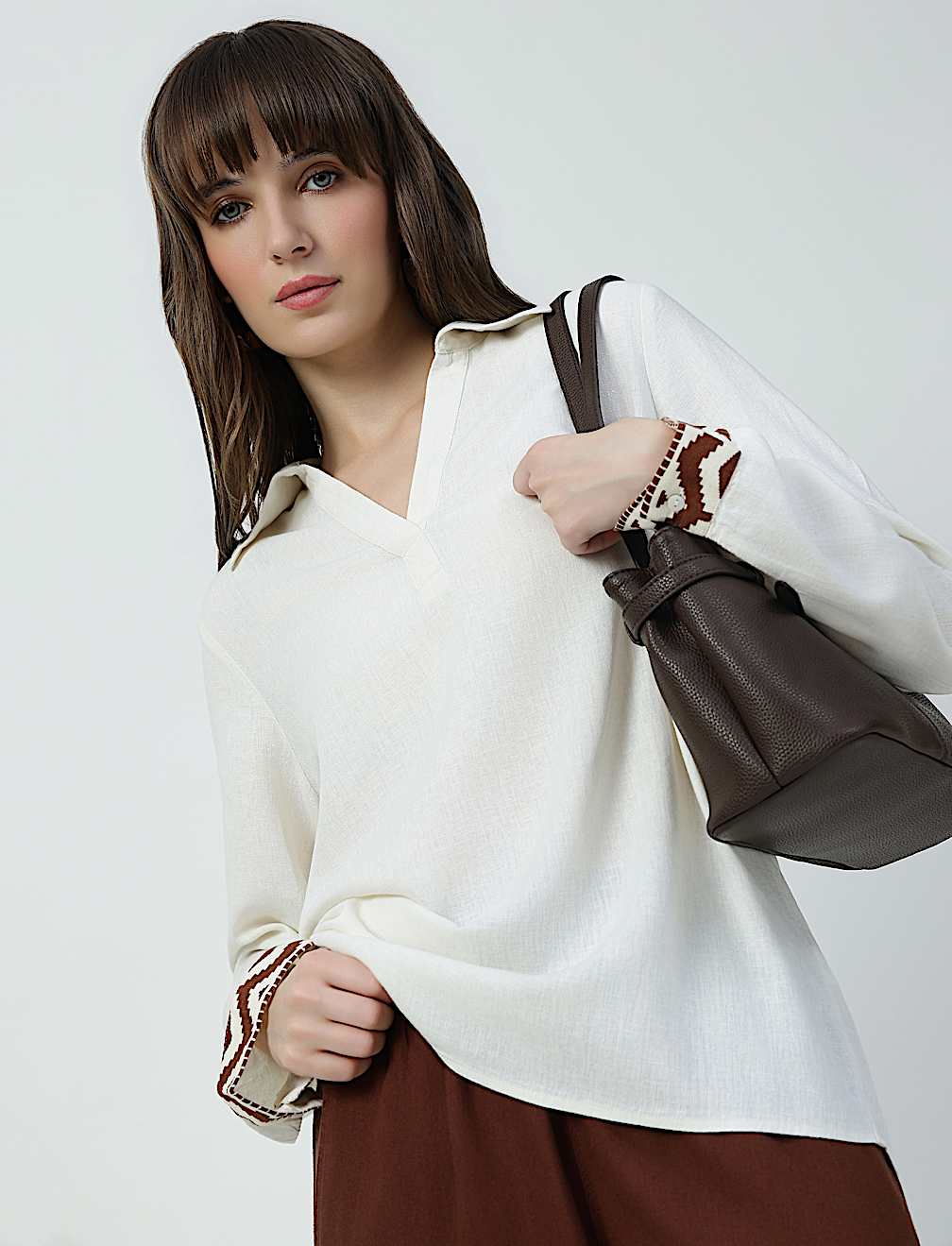 JOHNNY COLLAR HI-LOW TUNIC