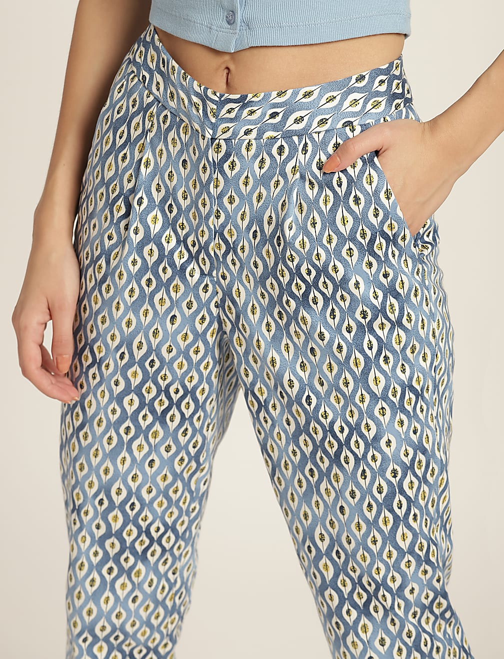 Cotton Mix Printed Regular Fit Trouser