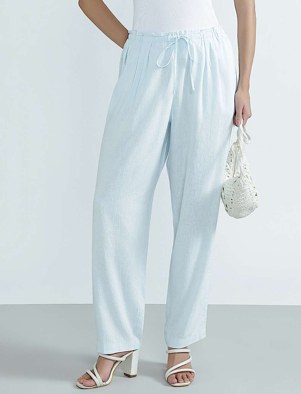 Linen Rich Plain Regular Fit Trousers