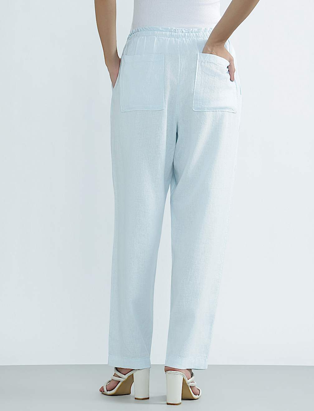 Linen Rich Plain Regular Fit Trousers
