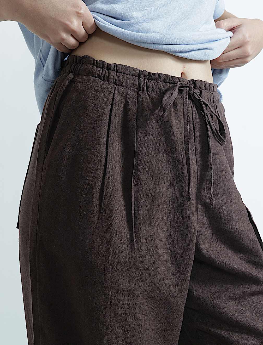Linen Rich Plain Regular Fit Trousers