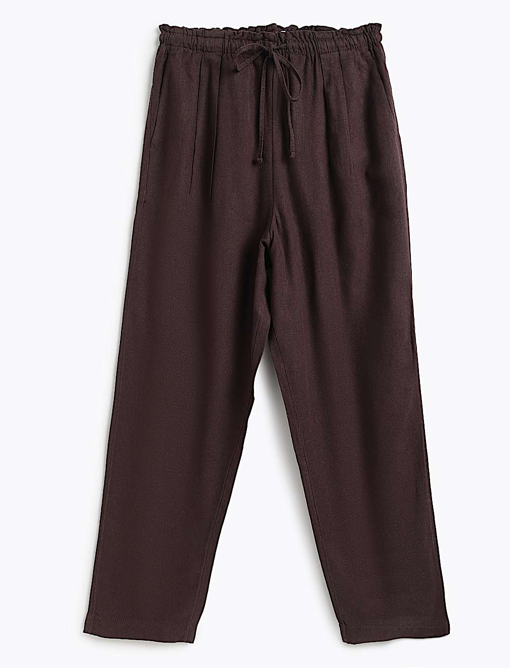 Linen Rich Plain Regular Fit Trousers
