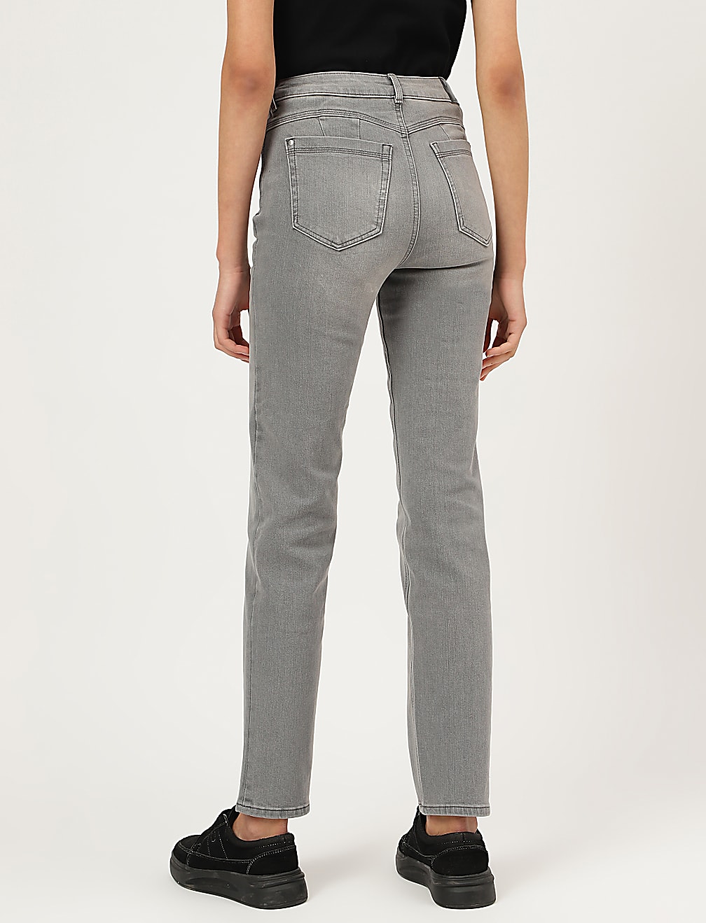 Straight Leg Mid Waist Jeans