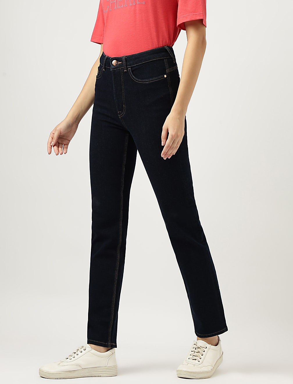 Straight Leg Mid Waist Jeans