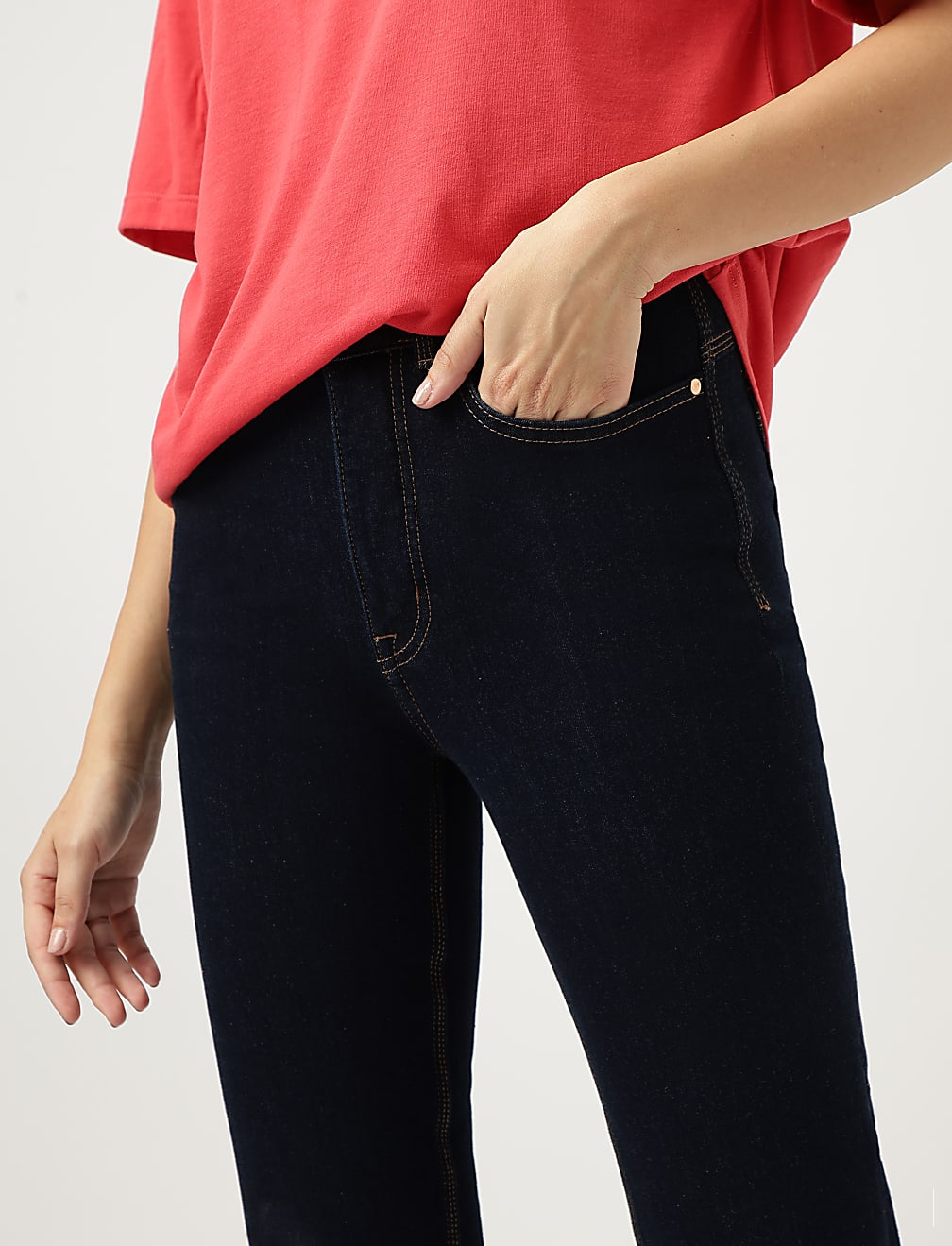 Straight Leg Mid Waist Jeans