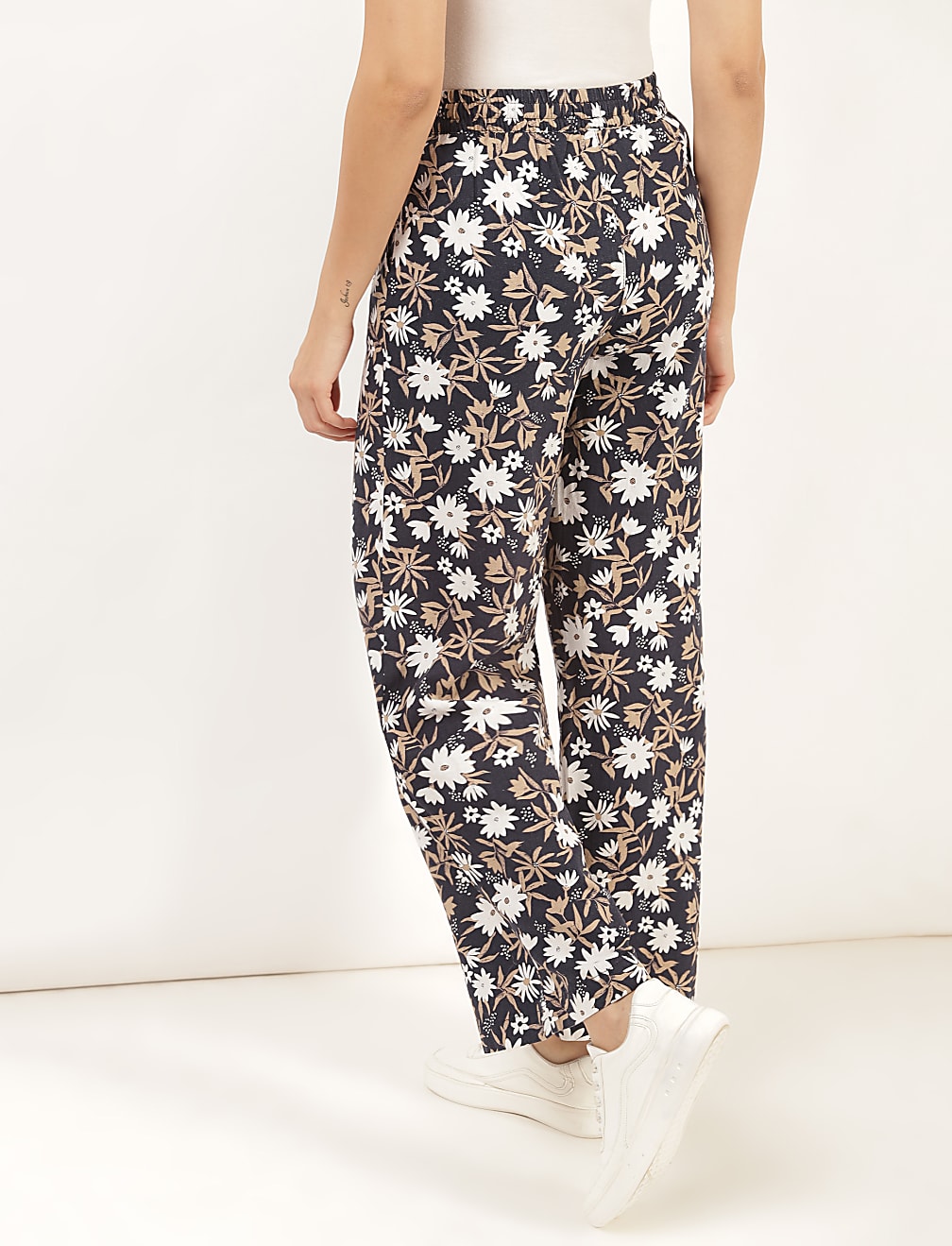 Linen Mix Floral Regular Fit Trouser