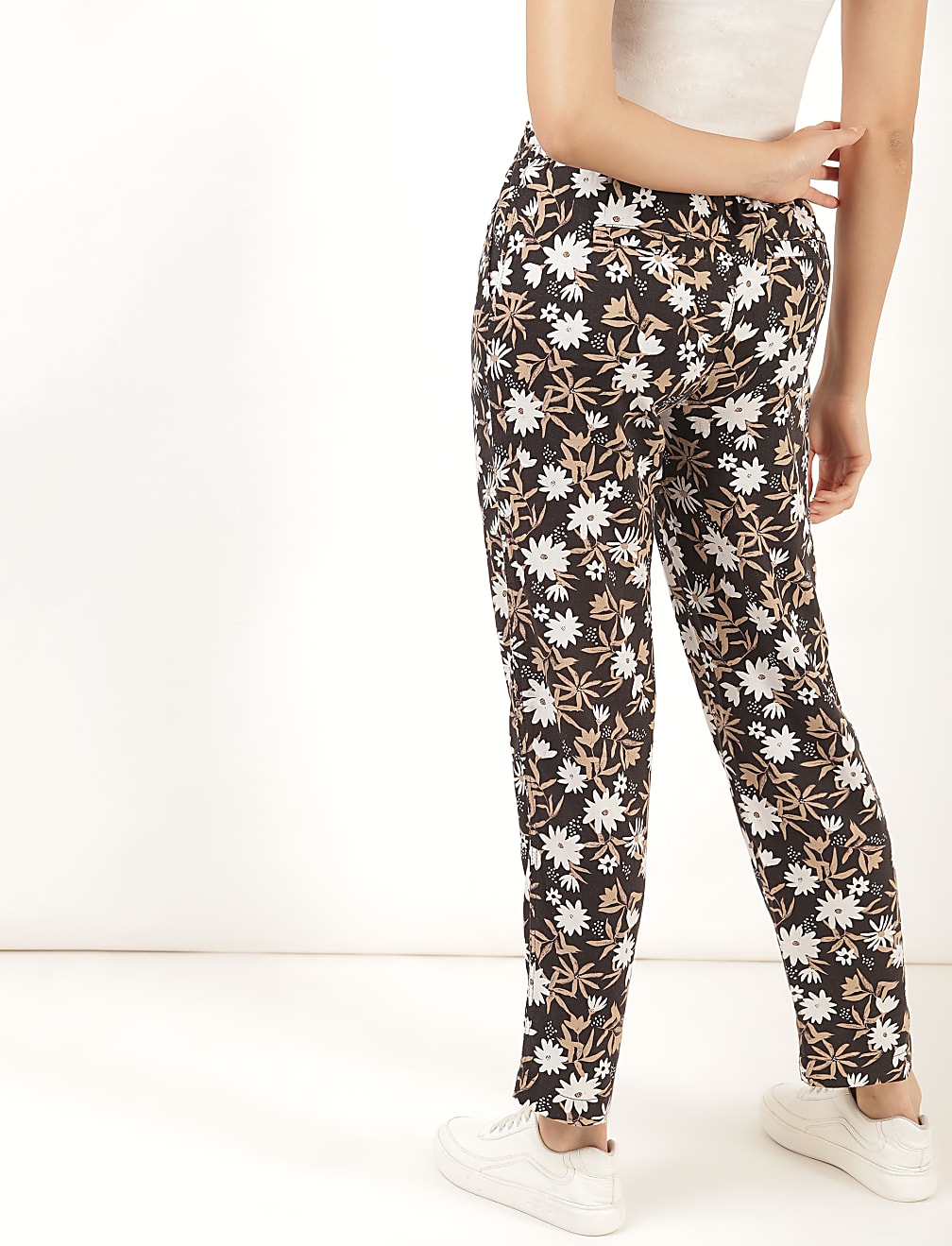 Flax Linen Mix Floral Regular Fit Trouser