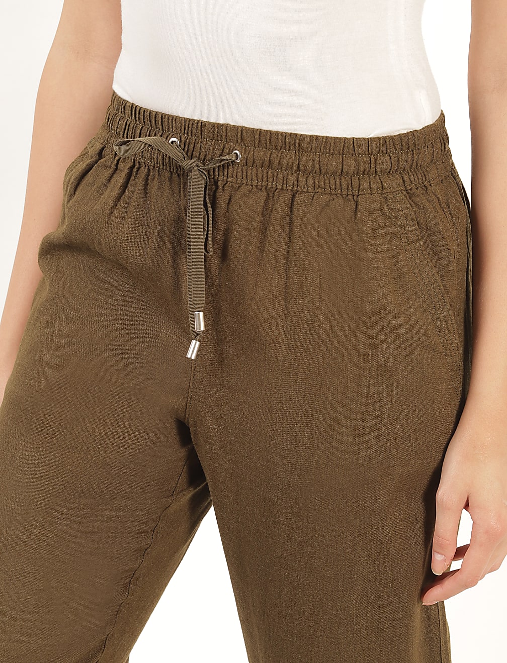 Linen Mix Plain Regular Fit Trouser