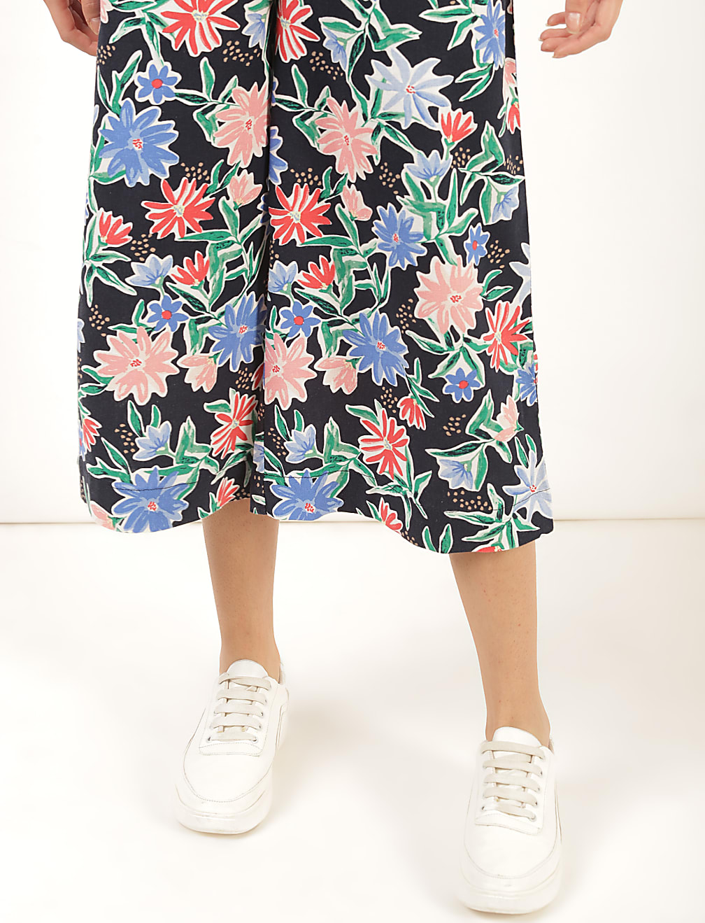 Flax Linen Mix Floral Regular Fit Trouser
