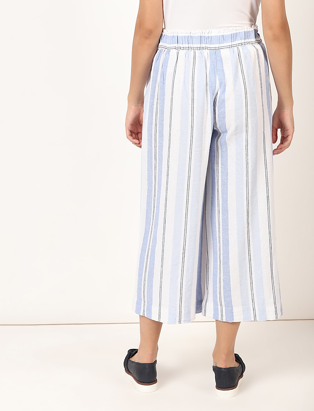 Flax Linen Mix Checked Regular Fit Palazzo