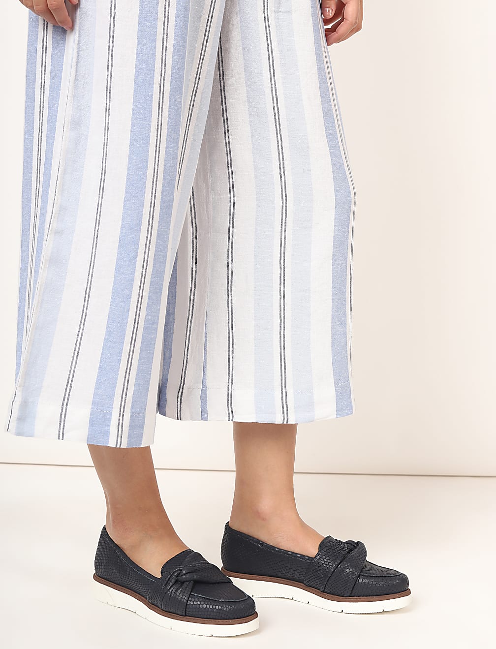 Flax Linen Mix Checked Regular Fit Palazzo