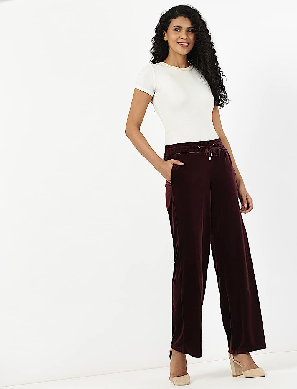Velour Wide Leg Jogger