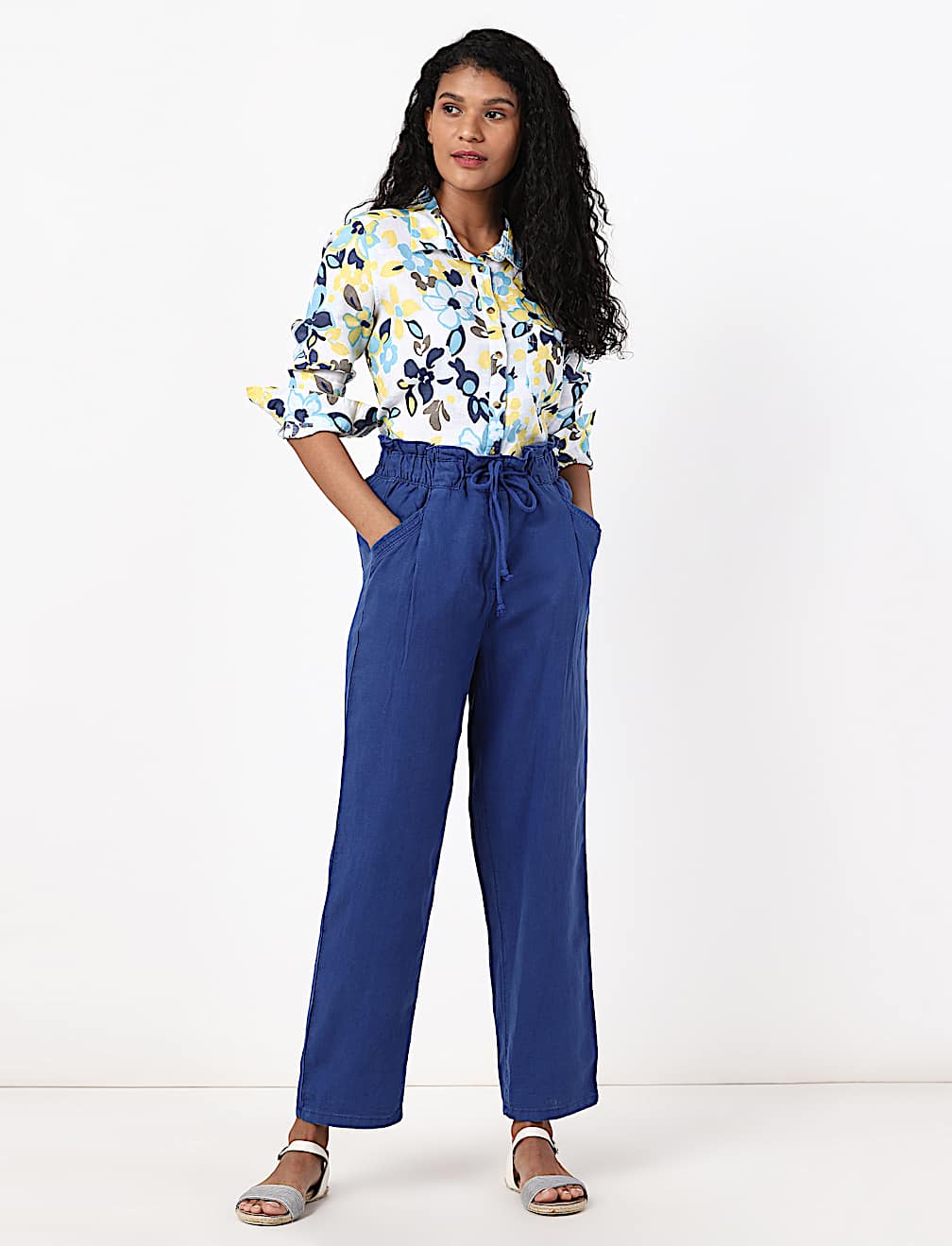 Linen Rich Paperbag Tapered Trousers