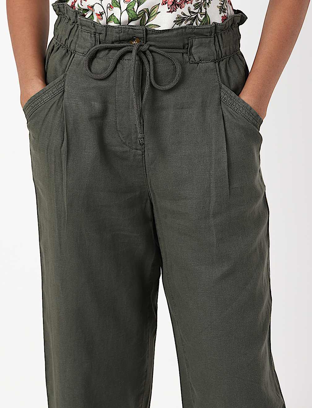 Linen Rich Paperbag Tapered Trousers