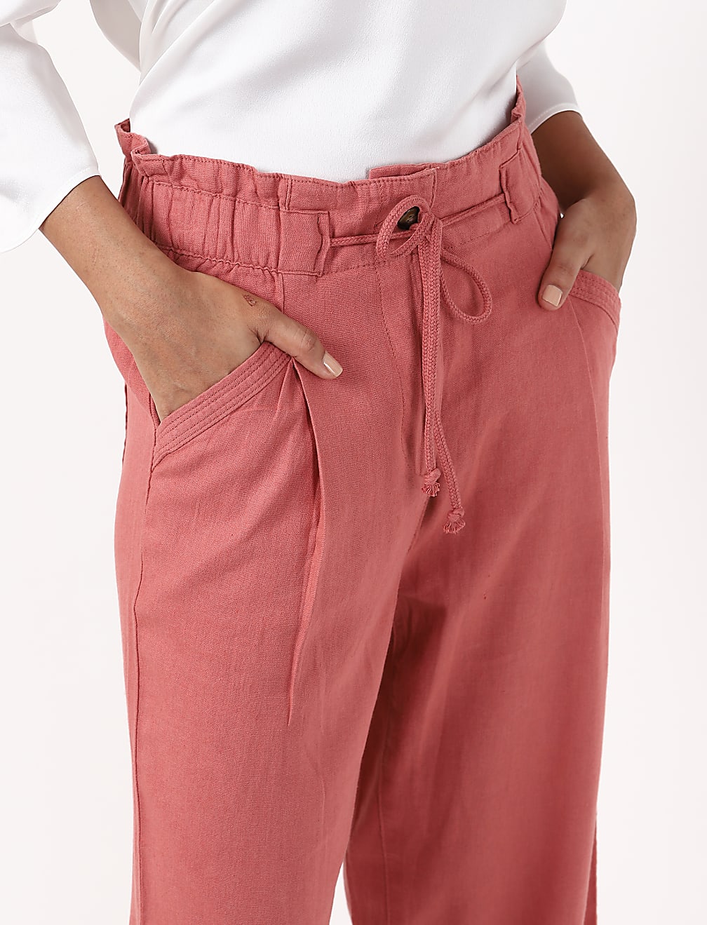 Linen Rich Paperbag Tapered Trousers