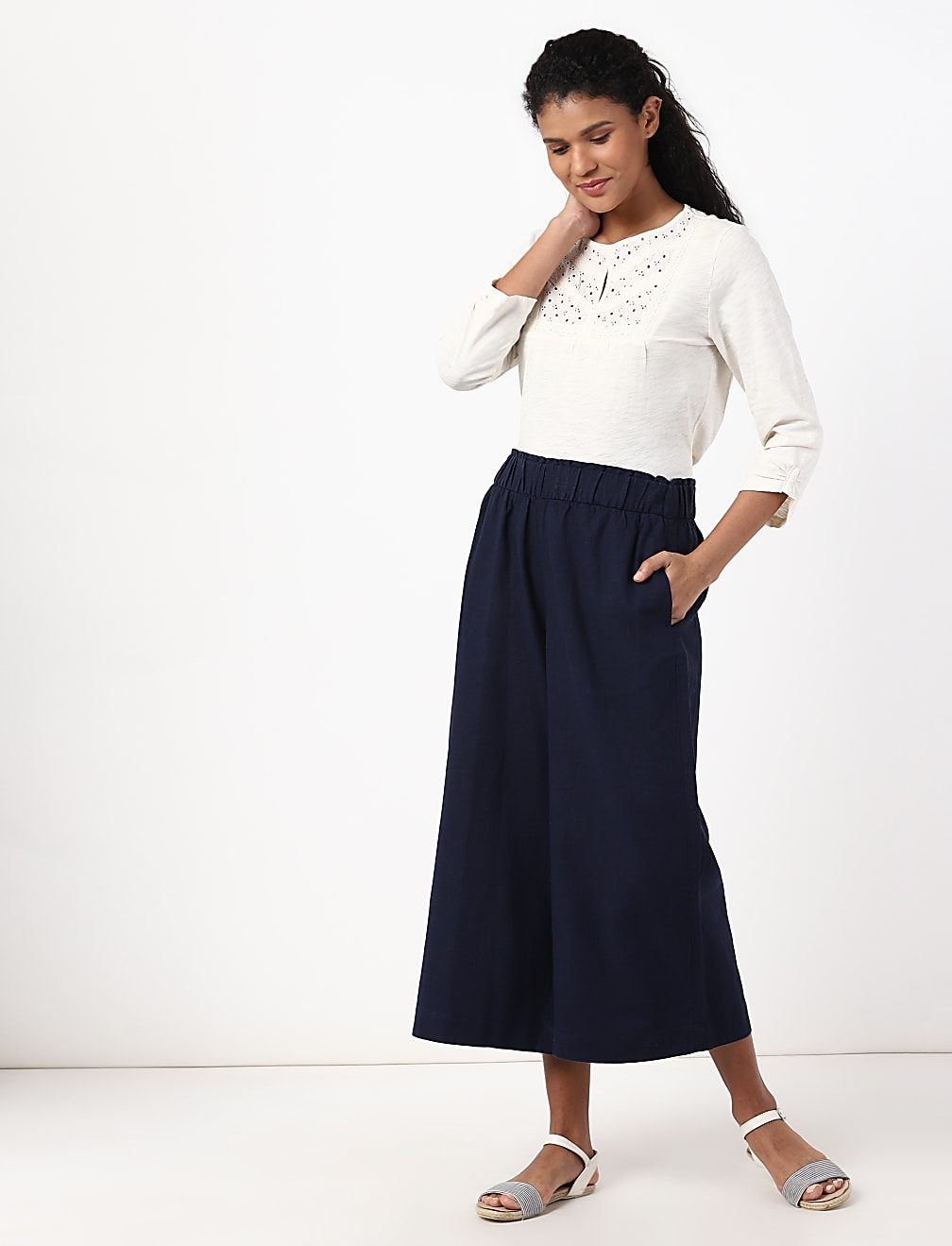 Linen Mix Plain Trouser