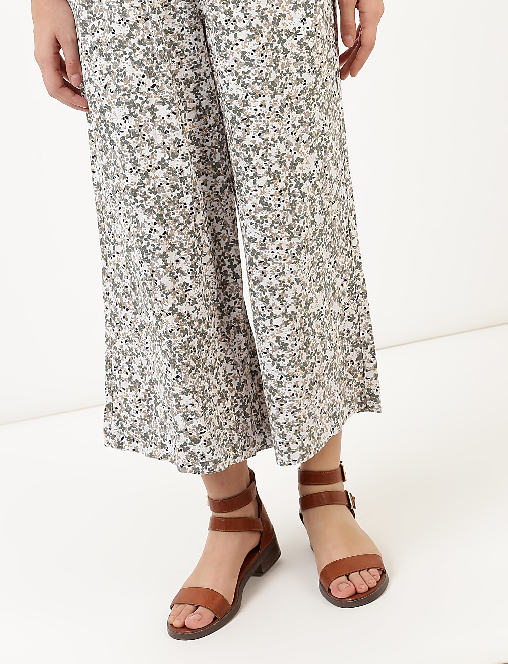 Linen Viscose Wide Cropped Pant