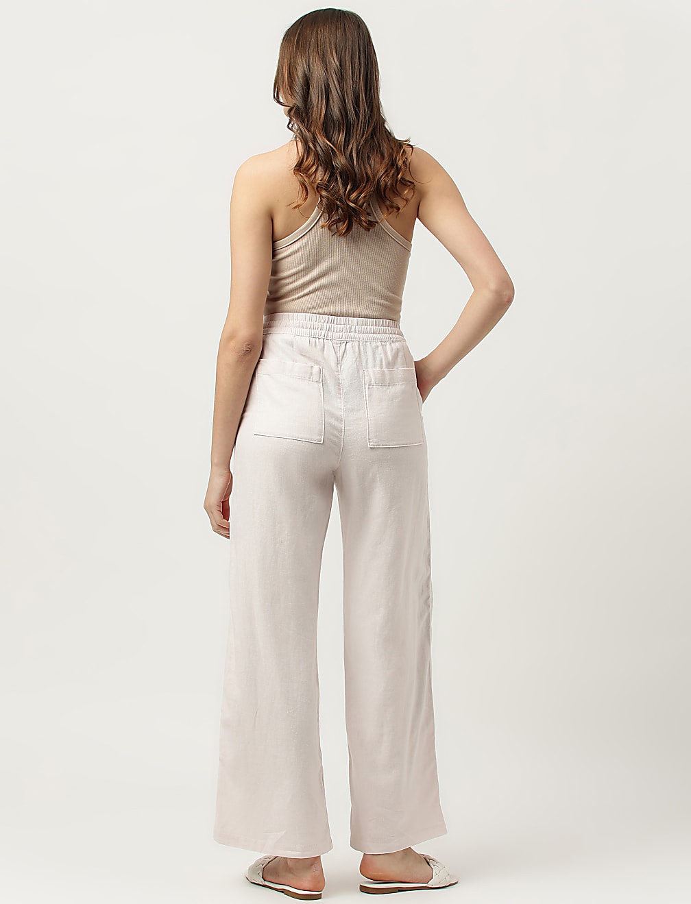 Linen Rich Wide Leg Trousers