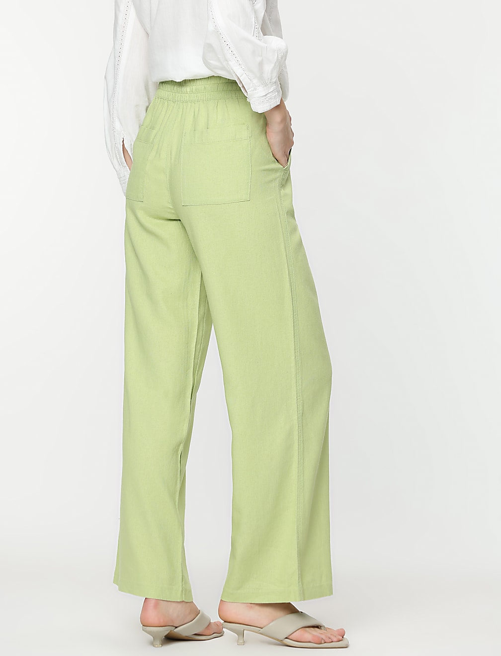 Linen Rich Wide Leg Trousers