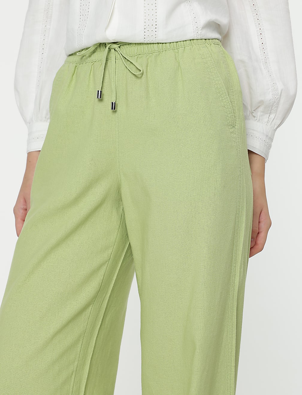 Linen Rich Wide Leg Trousers