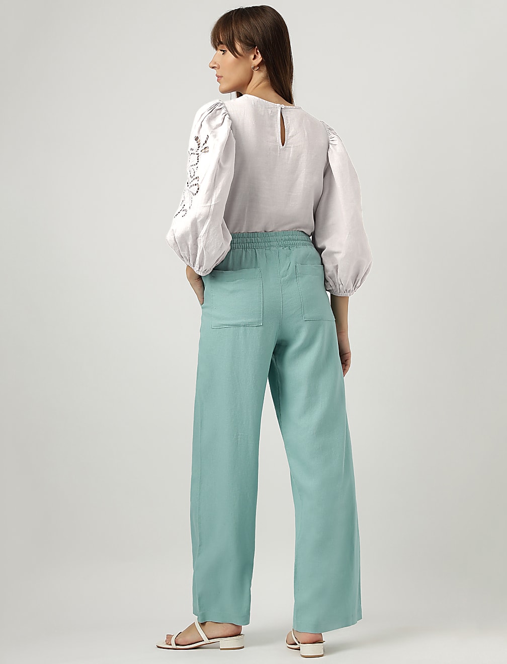 Linen Rich Wide Leg Trousers