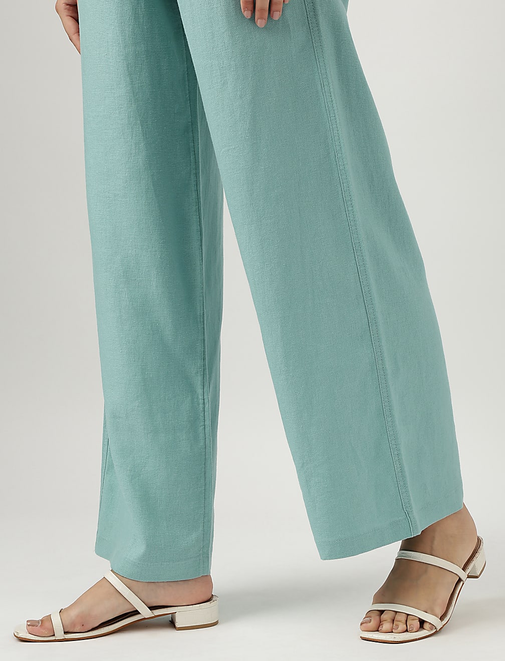 Linen Rich Wide Leg Trousers