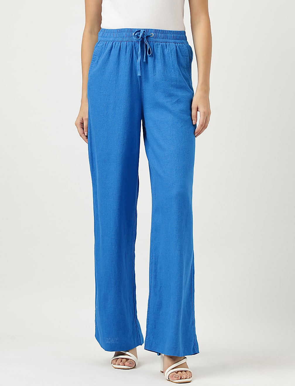 Linen Rich Wide Leg Trousers