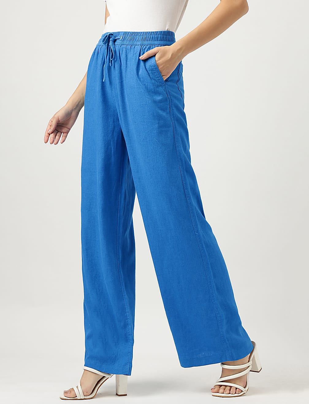 Linen Rich Wide Leg Trousers